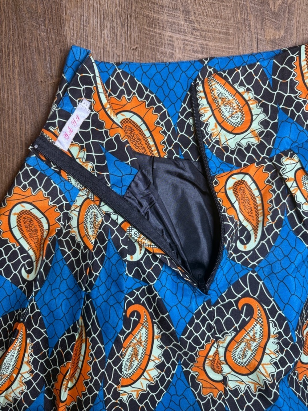 YAYG Women’s Blue & Orange Paisley A-Line Maxi Skirt With Pockets Size Medium - Picture 12 of 14